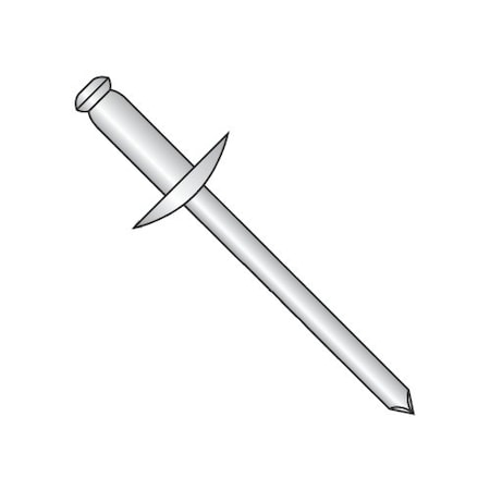 Newport Fasteners Blind Rivet, Large Flanged Head, 3/16 in Dia., 0.325 in L, Stainless Steel Body, 3000 PK 677901